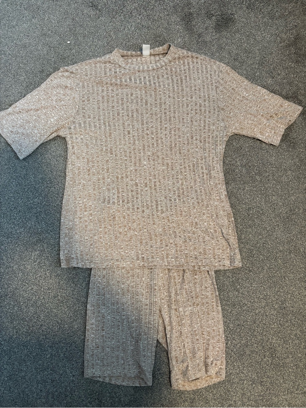 Beige Ribbed Athletic or Lounge Set